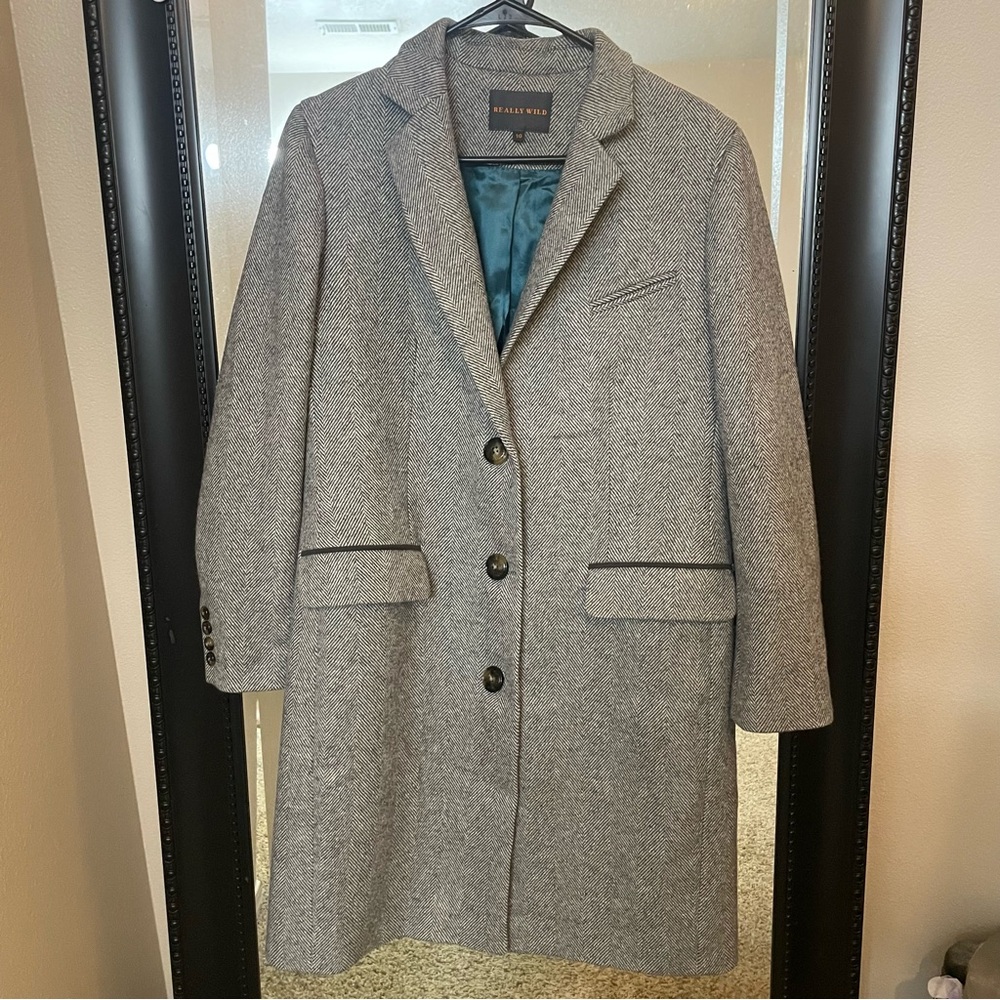 Really Wild London wool blend Herringbone Coat
